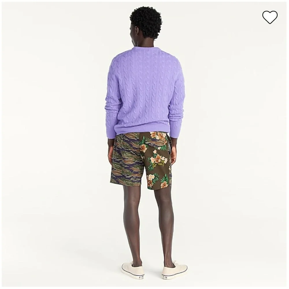 NWT J. Crew Men's Green Camo/Floral Print Swim Board Shorts -SZ 32